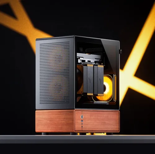 Case JONSBO T7 Black – M-ATX| Gỗ Óc Chó| Kính Cường Lực